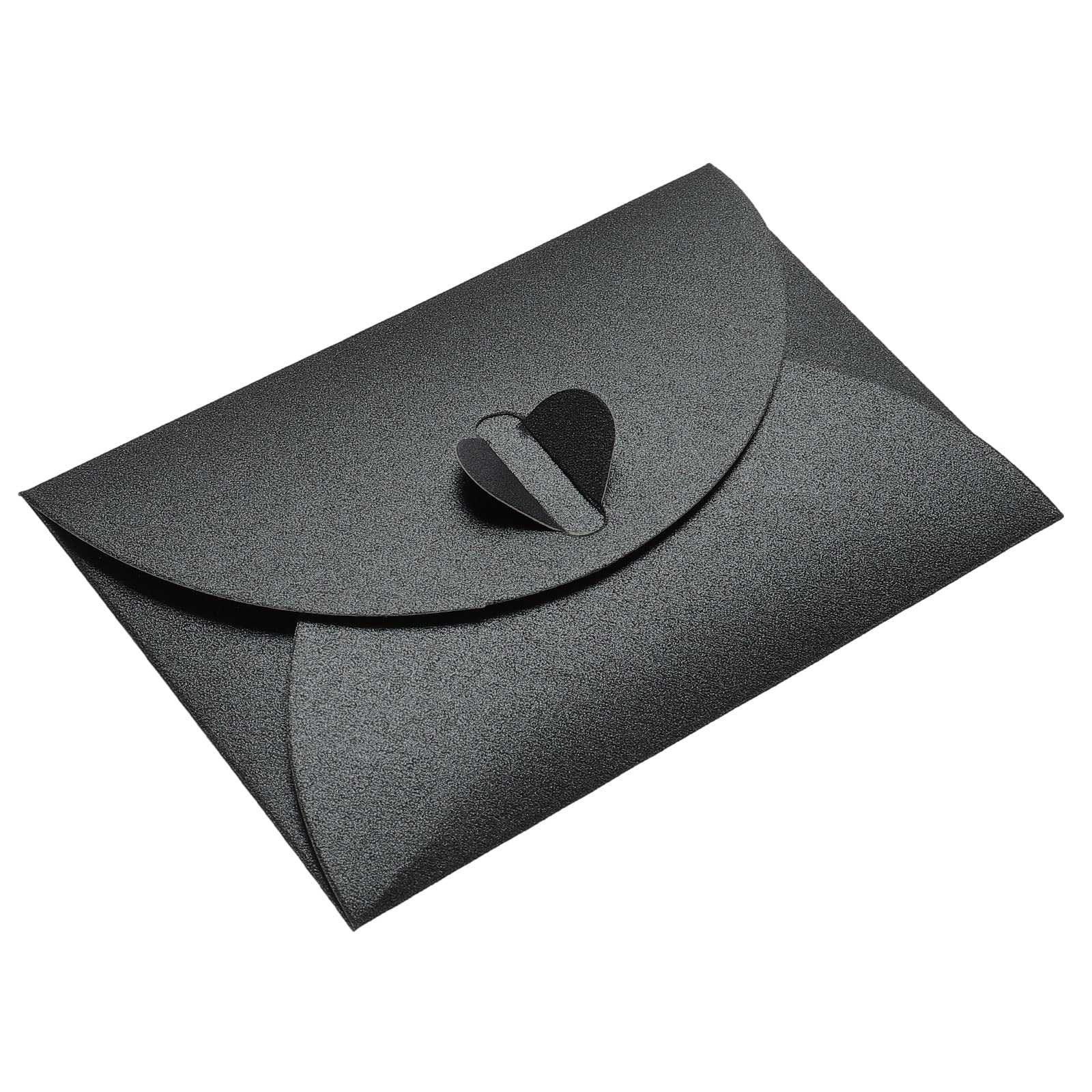 sourcing map Mini Enveloppes cœur noir 24 pcs 7x10,5cm