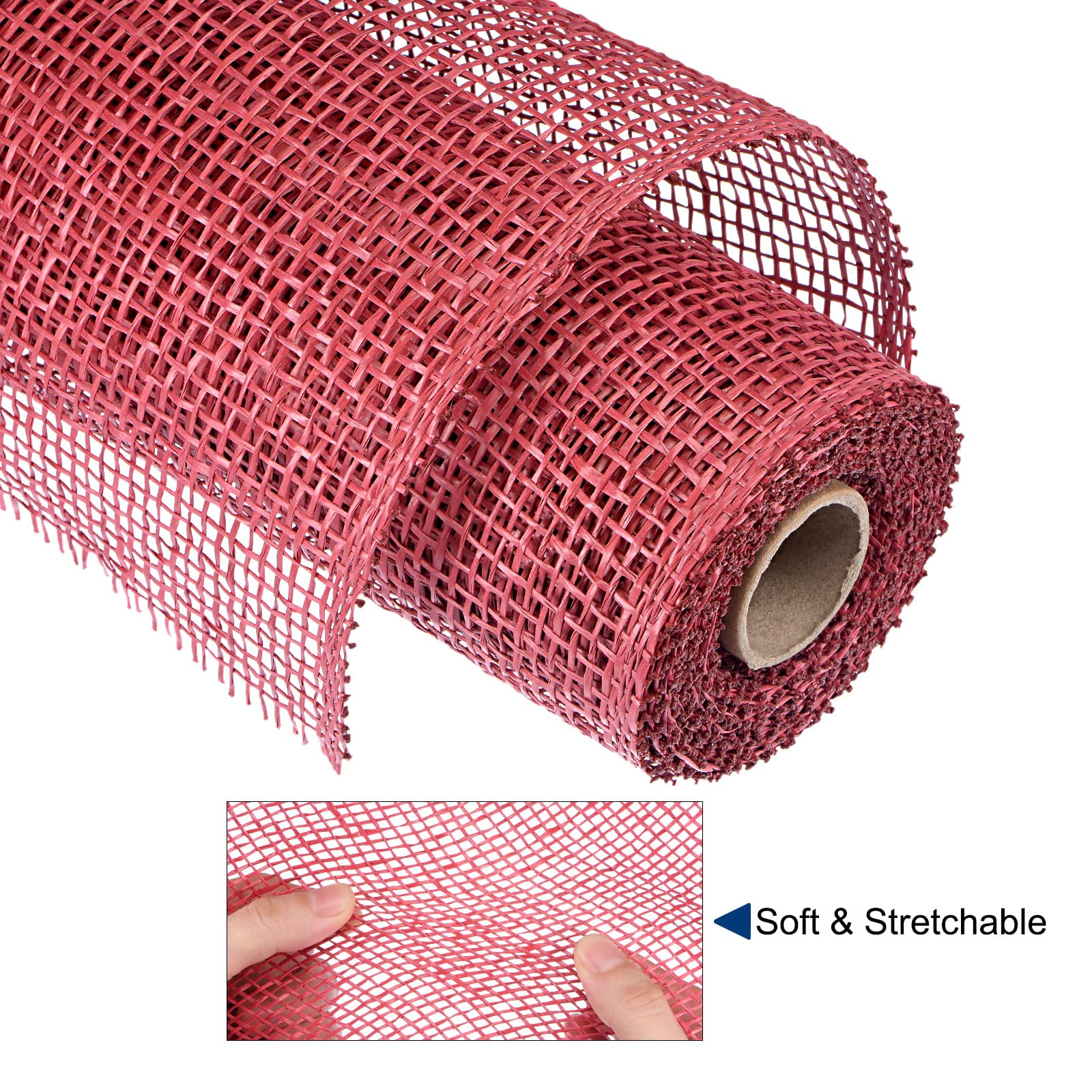 sourcing map Toile de jute PP rouge 25,4cm x 5 yards
