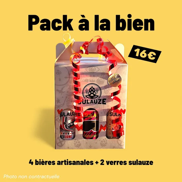 Brasserie de Sulauze Pack à la Bien Coffret Bière 4 Bières 2 Verres