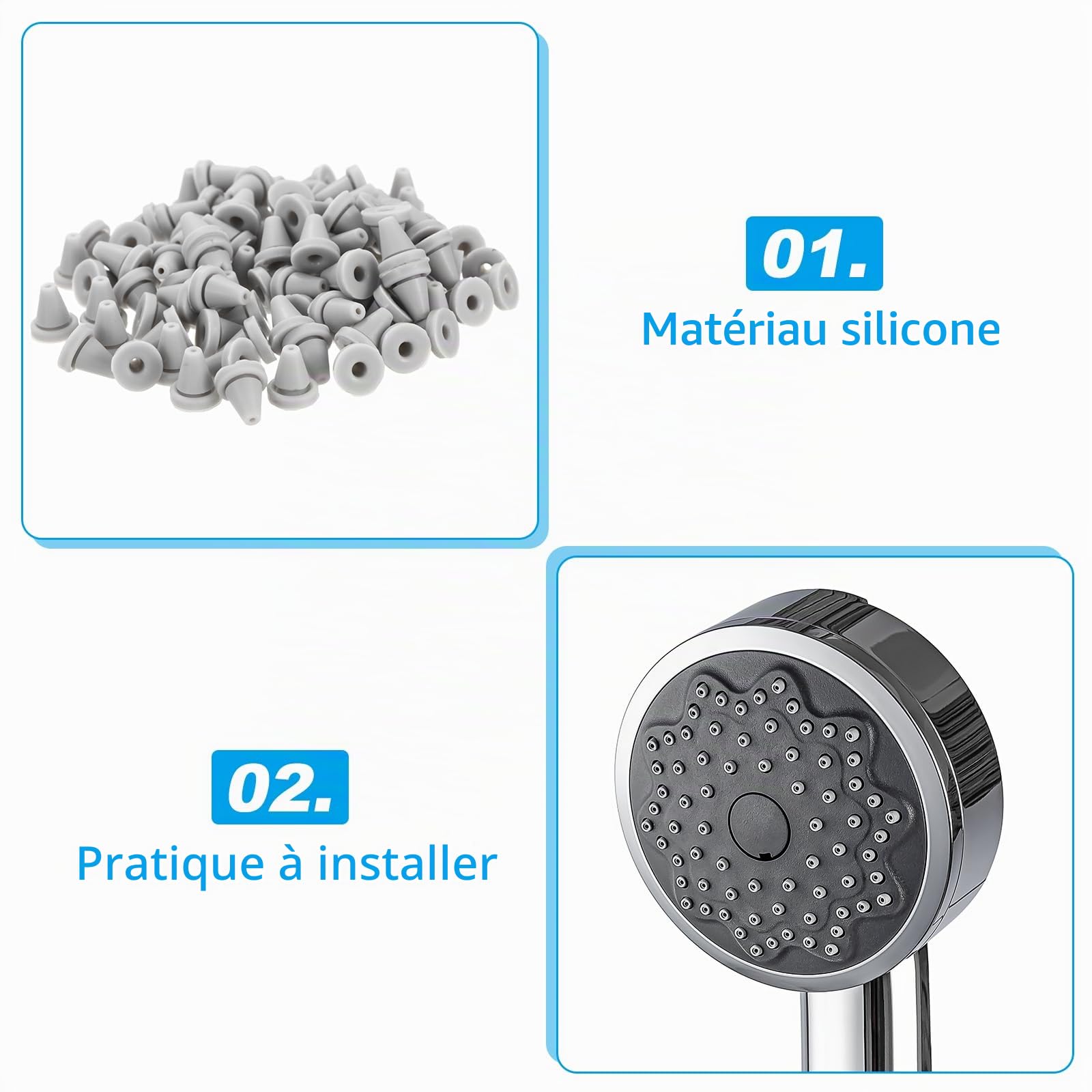 Sourcingmap Home & Garden Embout Pommeau Douche Silicone Gris Lot 100