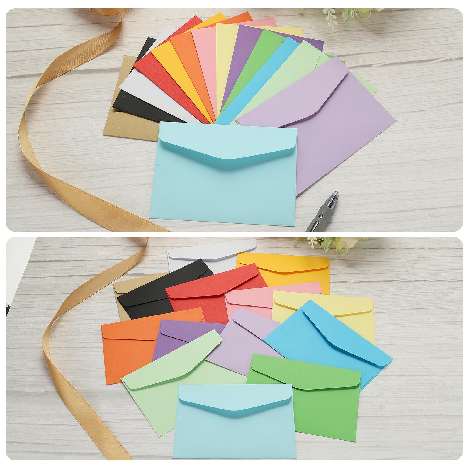 sourcing map Mini Enveloppes Jaune 60 pcs 8,2x11,5cm papier