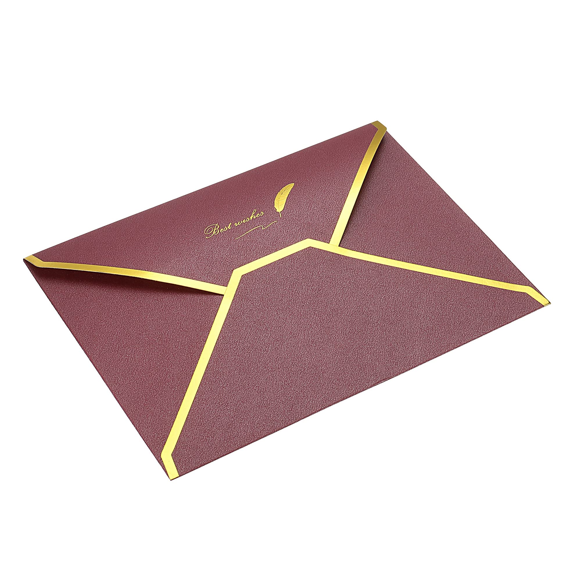 Sourcing Map Enveloppe B6 Rabat V 10 pcs Vin Rouge Doré