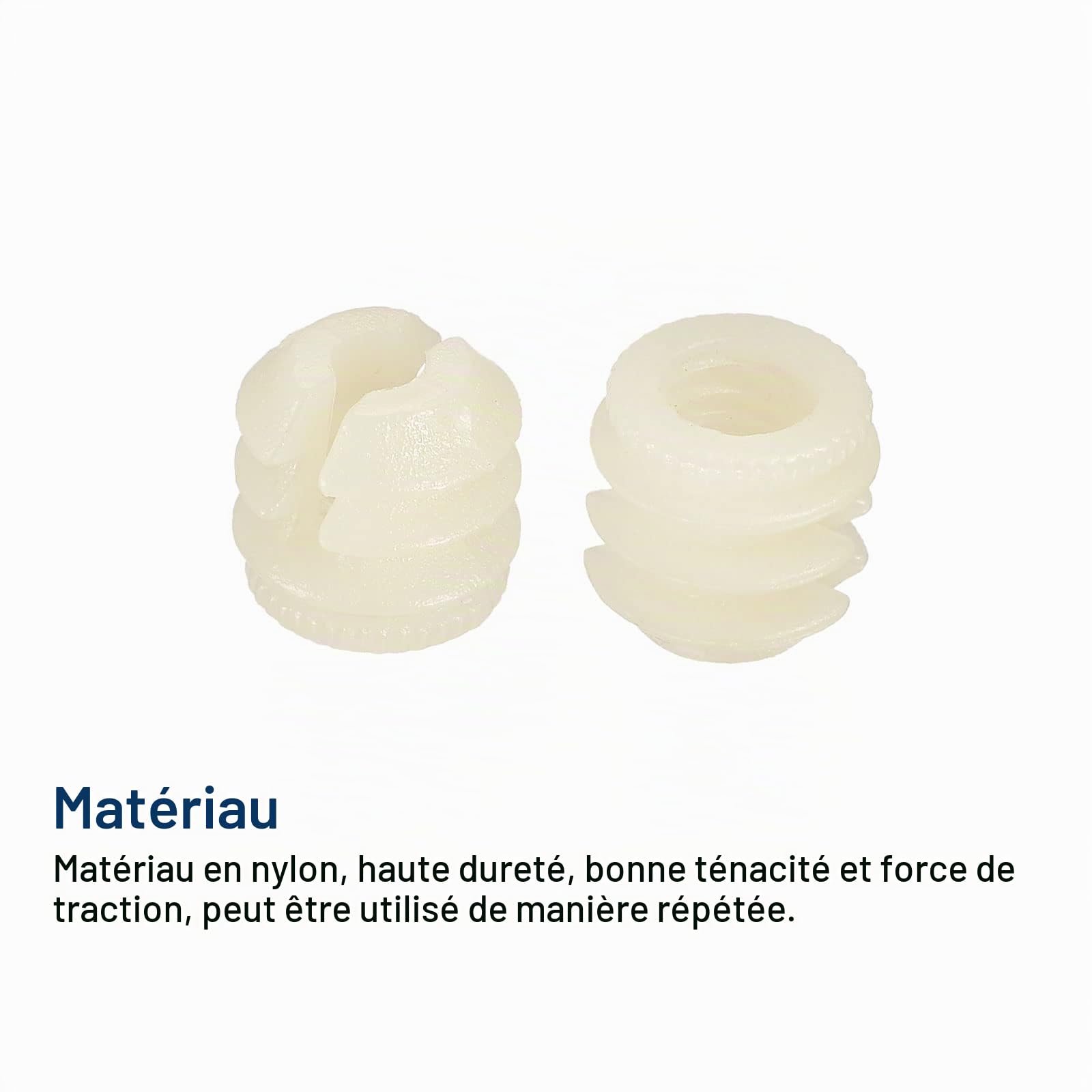 Sourcing Map insert écrou nylon M6 blanc 11mm 80 pcs