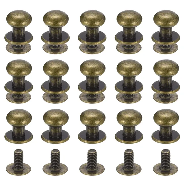 Sourcing Map Rivet Cuir Tête Ronde 8mm Bronzé x15