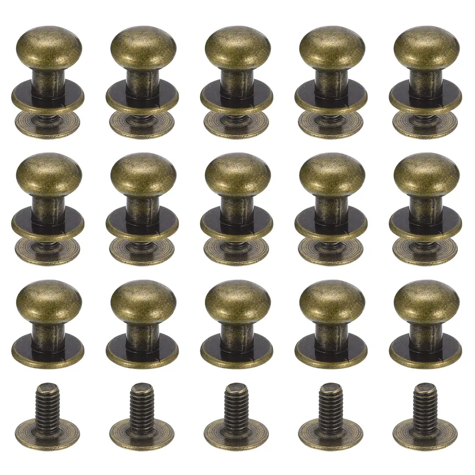 Sourcing Map Rivet Cuir Tête Ronde 8mm Bronzé x15