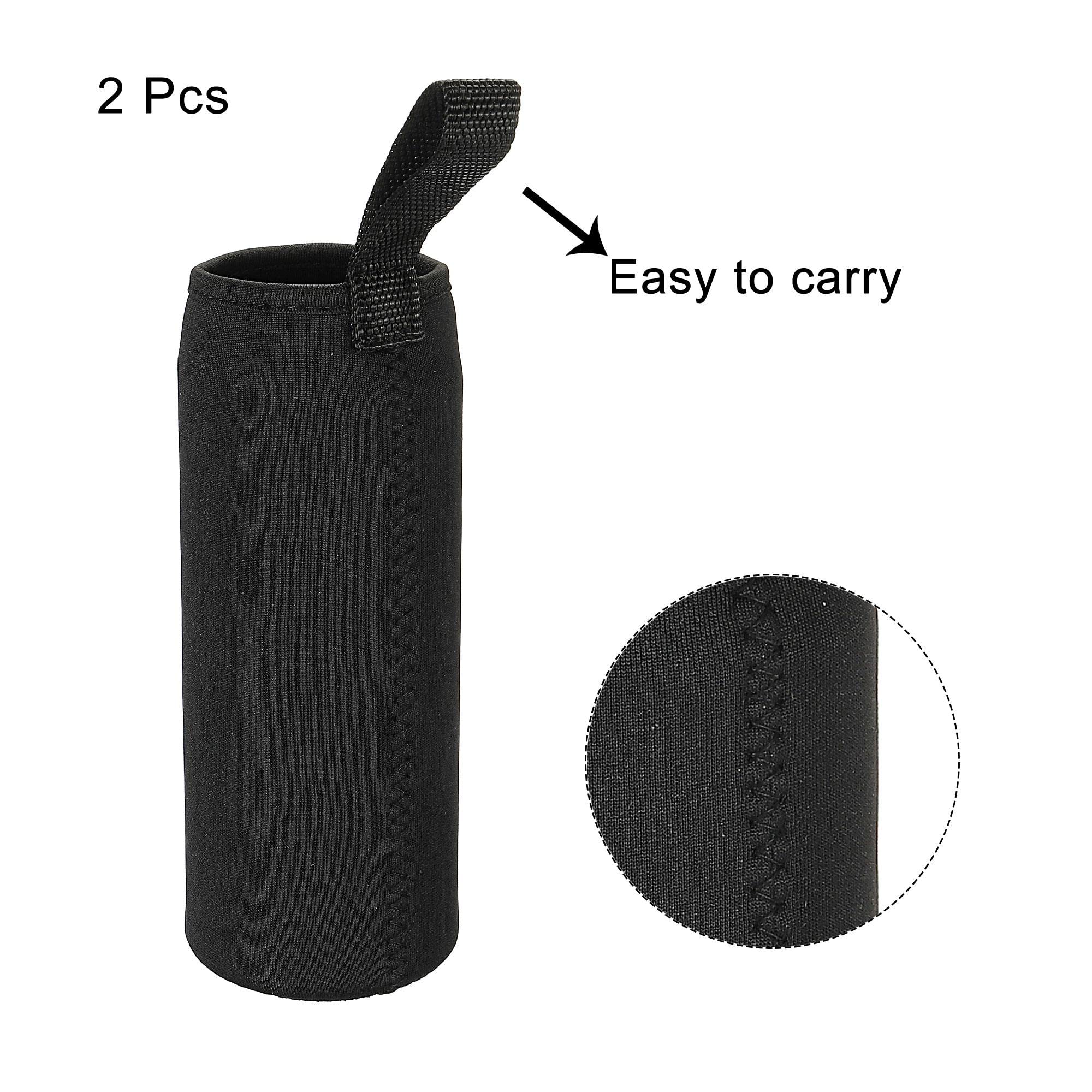 sourcing map Manchon bouteille 500 ml néoprène noir lot de 2