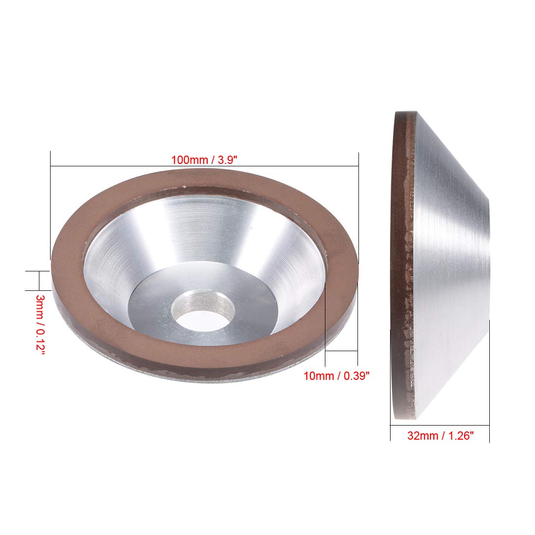 Sourcing Map Industrial meule boisseau diamant 100mm grain 800