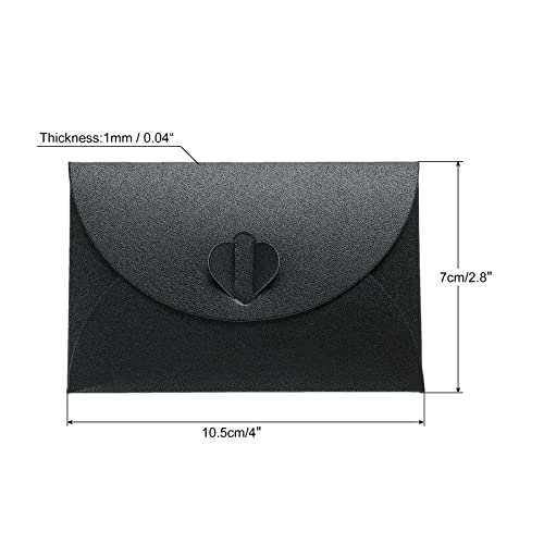 sourcing map Mini Enveloppes cœur noir 24 pcs 7x10,5cm