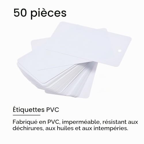 Sourcing Map Étiquettes PVC blanc 50 pcs 50x90 mm imperméables