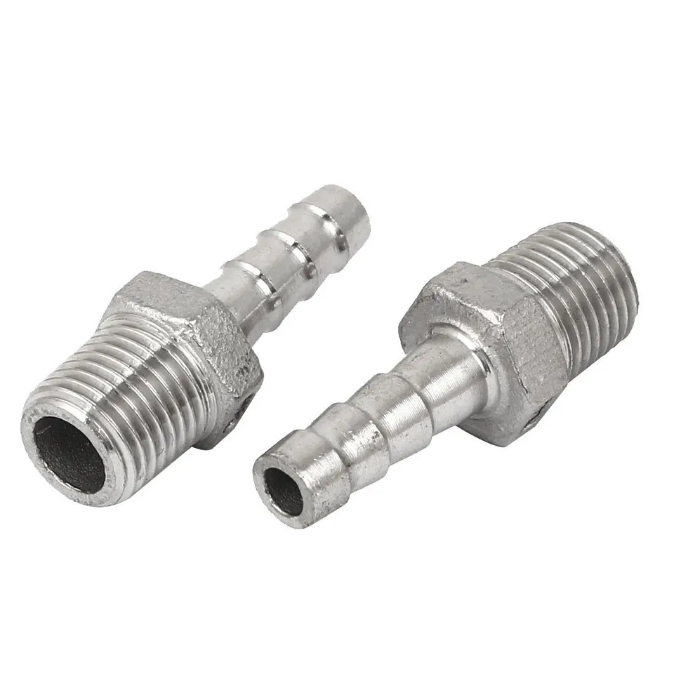 Sourcingmap Industrial Raccord Cannelé BSP 1/4 8mm Lot 2 Inox