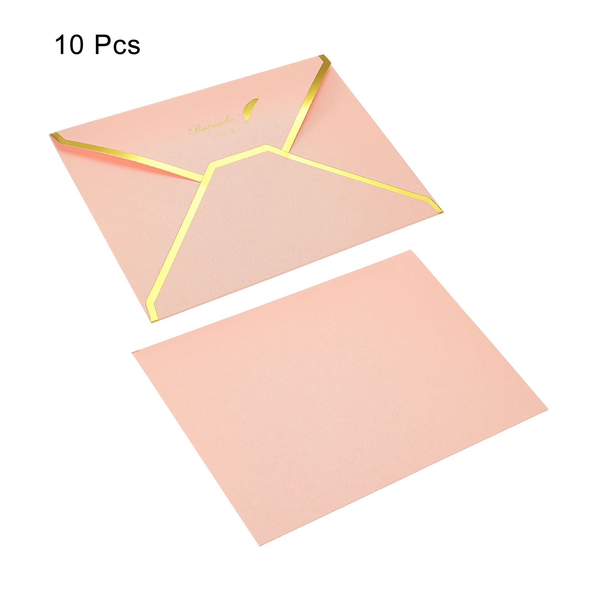 sourcing map Enveloppes B6 rose bord doré x10 mariage