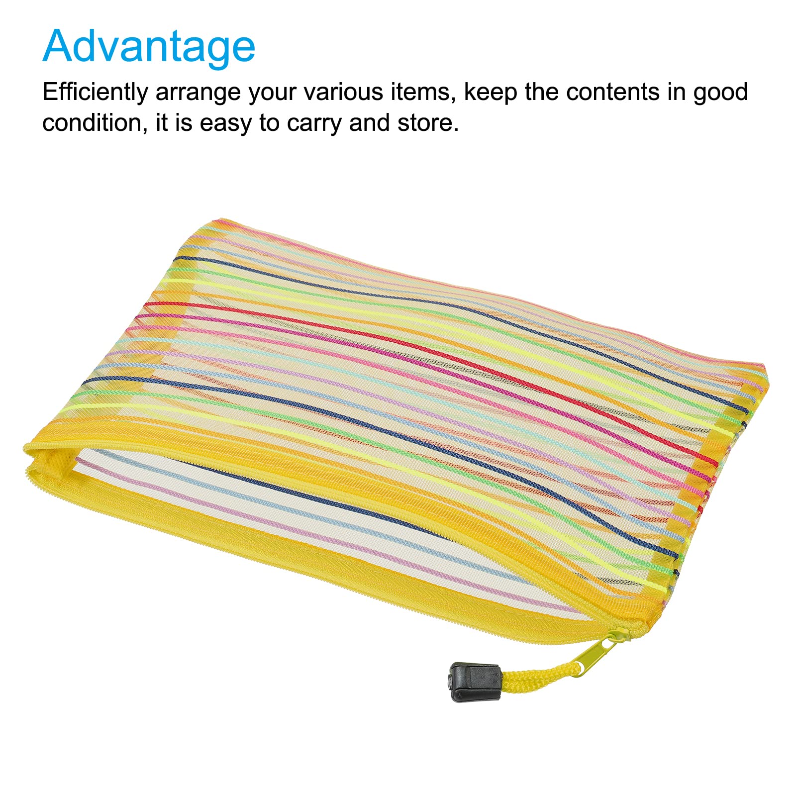 sourcing map A5 pochette zippée maille jaune lot 6 nylon