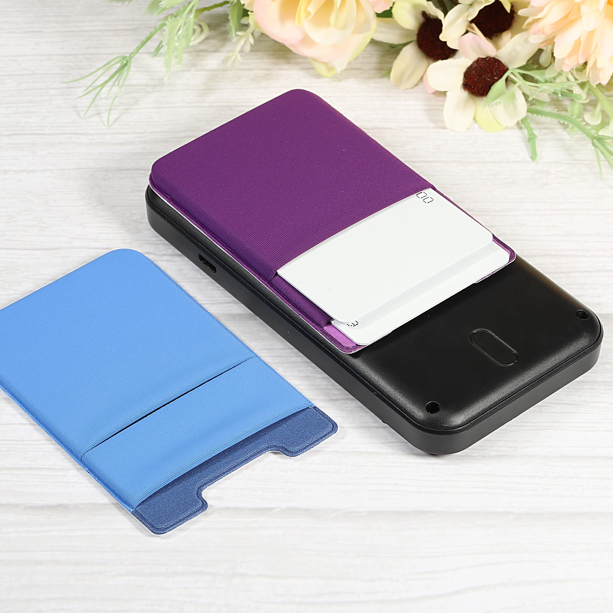 sourcing map Porte-carte adhésif téléphone double couche violet x2
