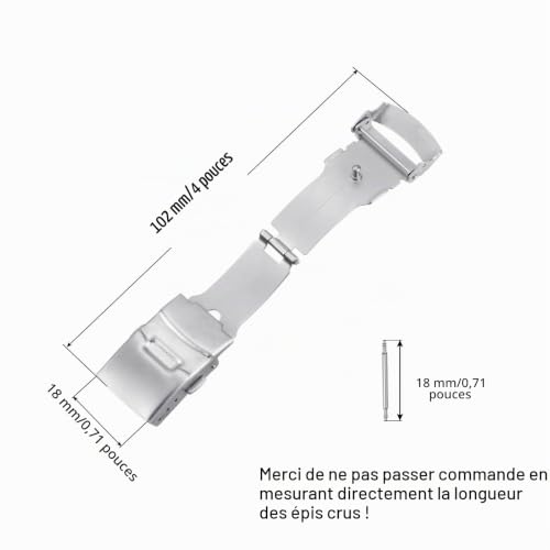 Sourcingmap fermoir montre déployante 18 mm boucle argenté