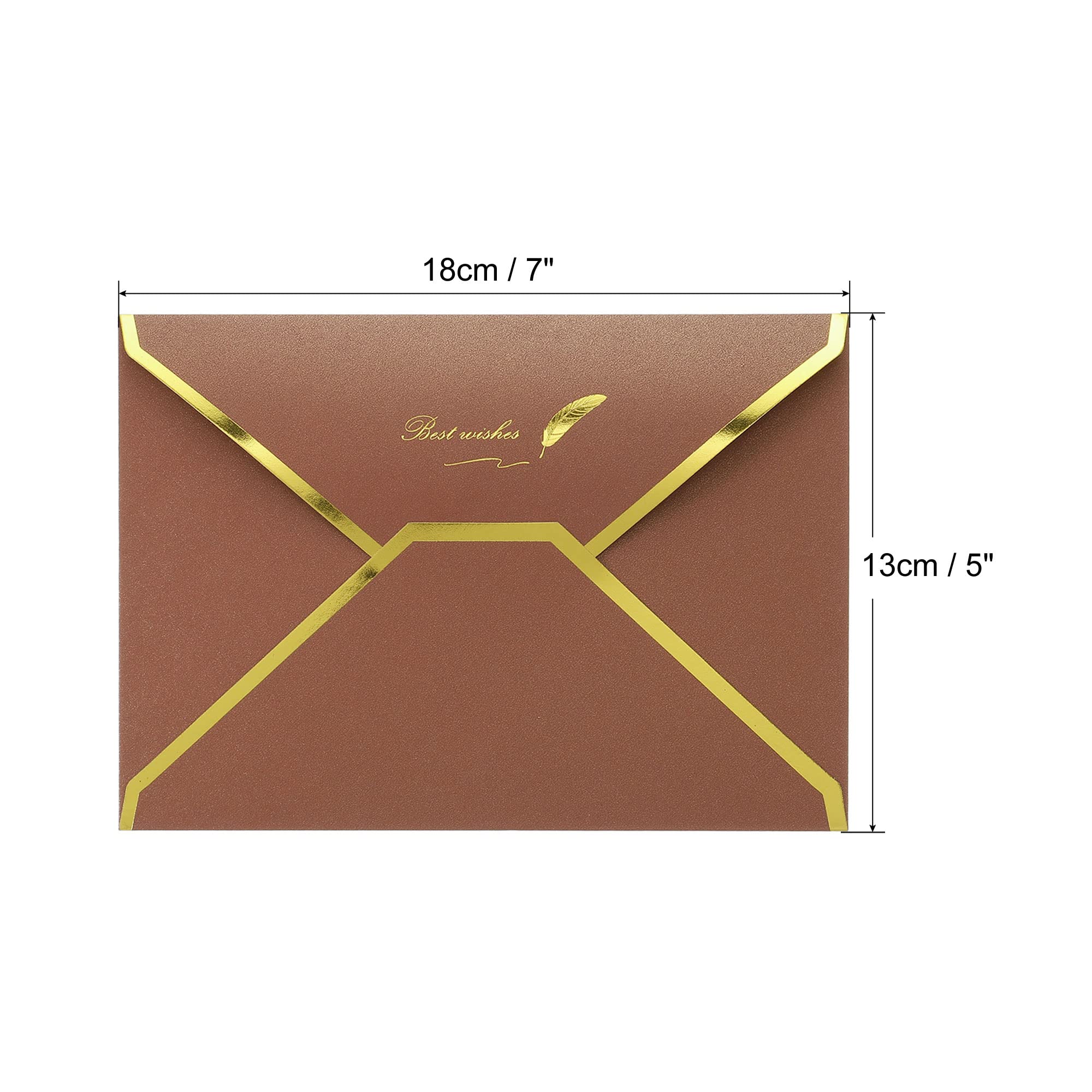 sourcing map Enveloppes B6 marron bord doré x20 mariage