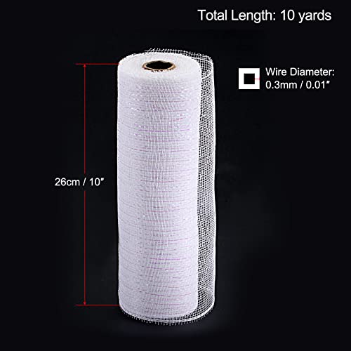 sourcing map Home & Garden ruban maille blanc irisé 9 m