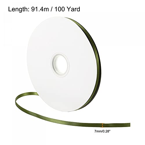 sourcing map Home & Garden ruban satin vert olive 7mmx91,4m