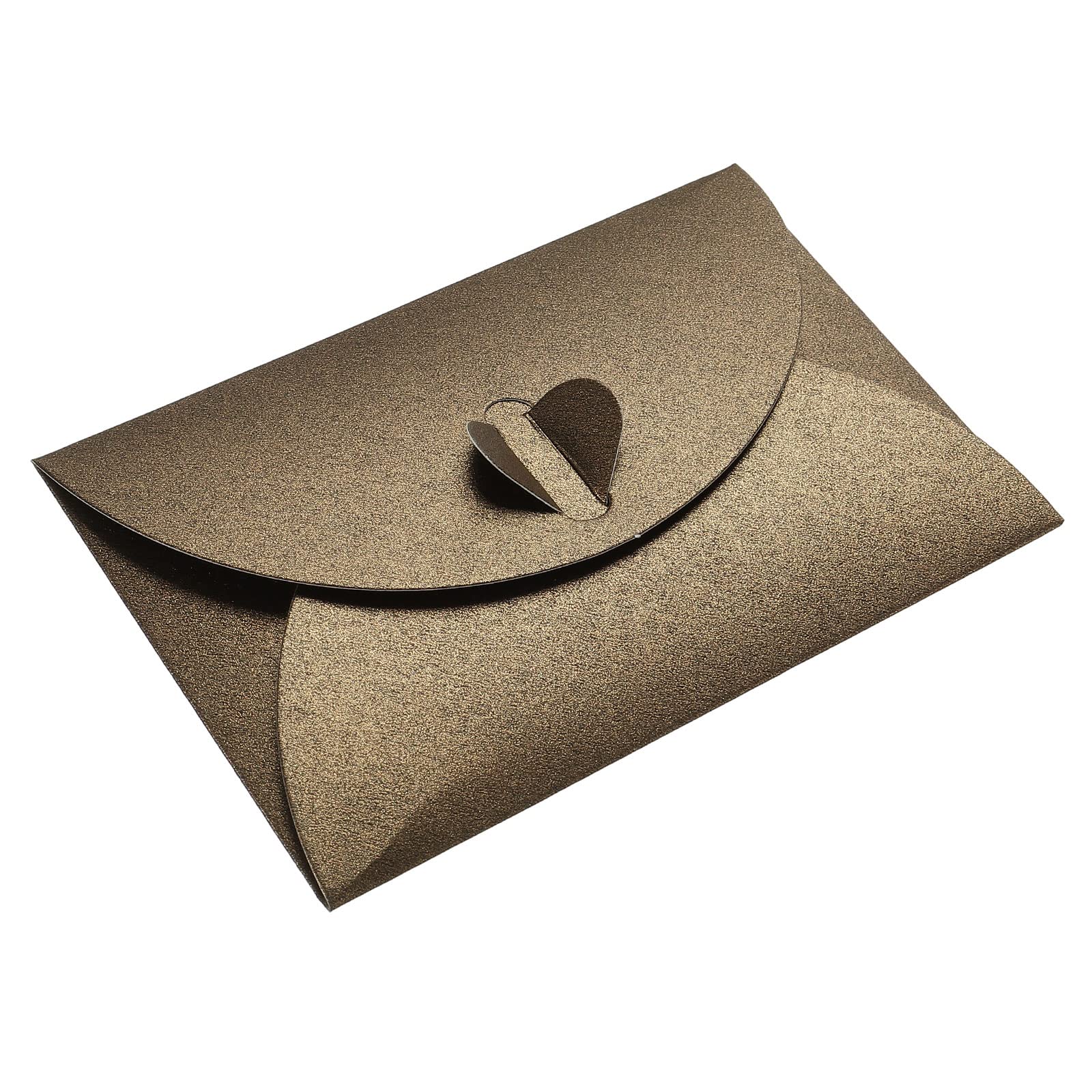 Sourcing Map Mini enveloppes cœur café 7x10,5cm lot 50