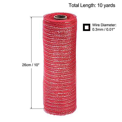 Sourcingmap ruban maille toile jute rouge argent 26cmx9m