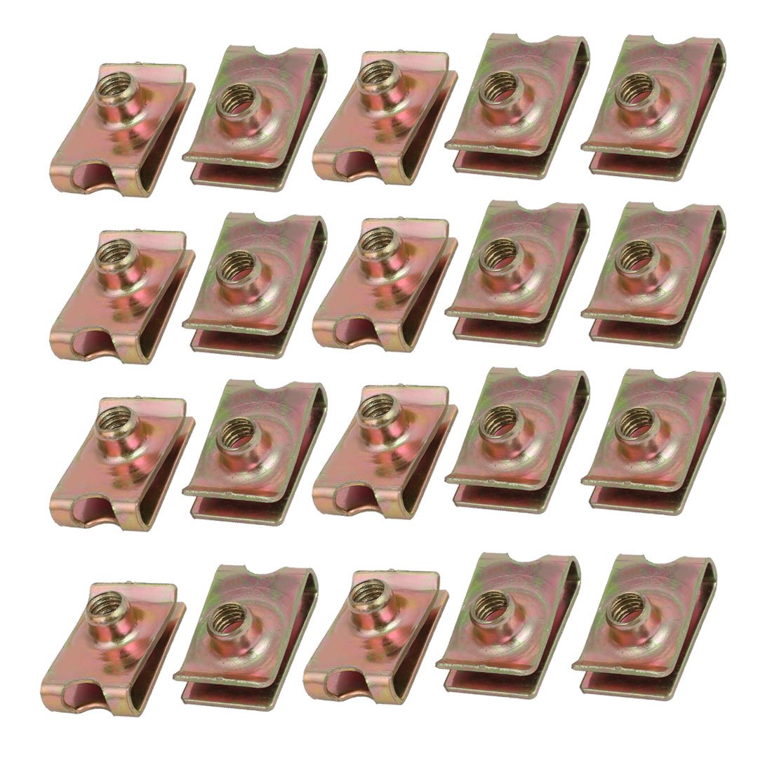 sourcing map Écrou U M6 clips carénage auto 20pcs fer laiton