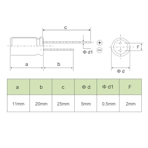 sourcing map 33uF 25V condensateur 30 pcs 5x11mm 105°C
