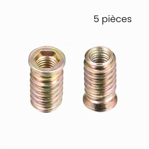 sourcingmap Home Insert Fileté M10x30mm Acier 5pcs