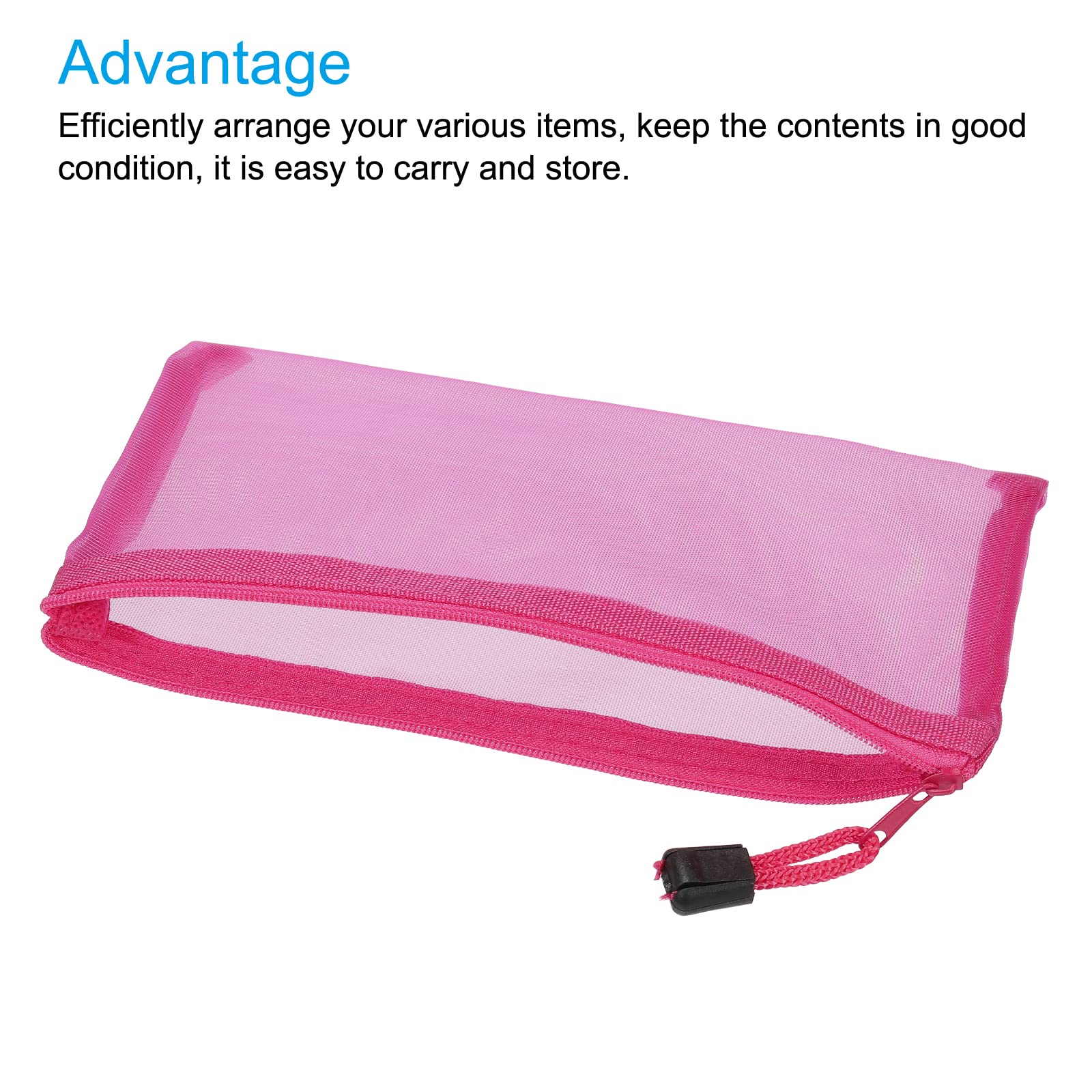sourcing map pochette zippée A6 rose x6 nylon
