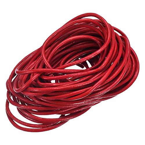 Sourcing Map Cordon cuir rond 3mm rouge foncé 10m