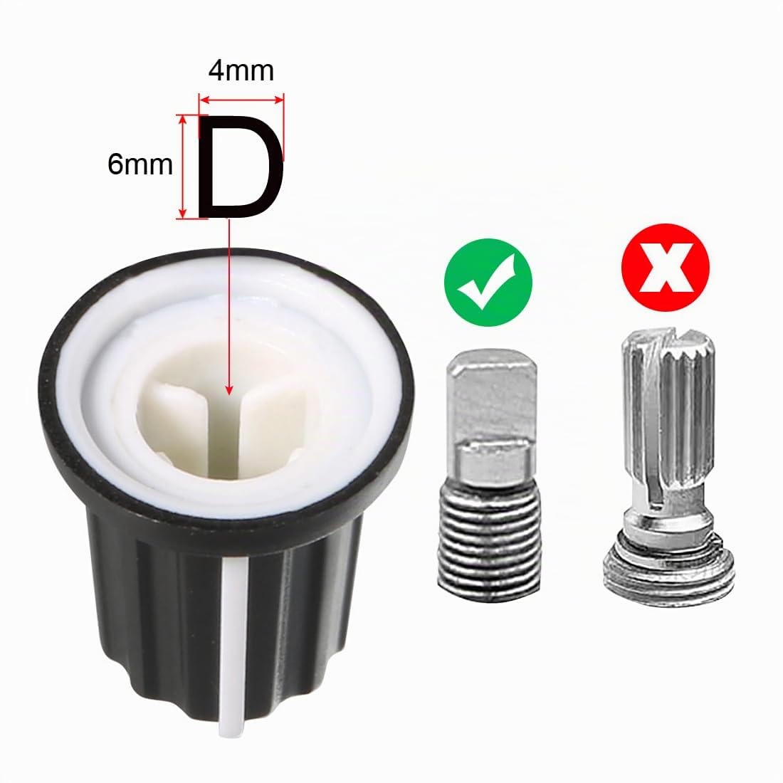 Sourcingmap bouton potentiomètre guitare 6 mm noir blanc lot 10
