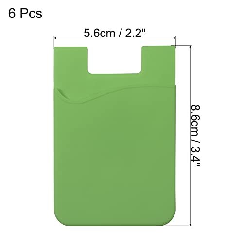 sourcing map Porte-carte adhésif téléphone silicone vert x6