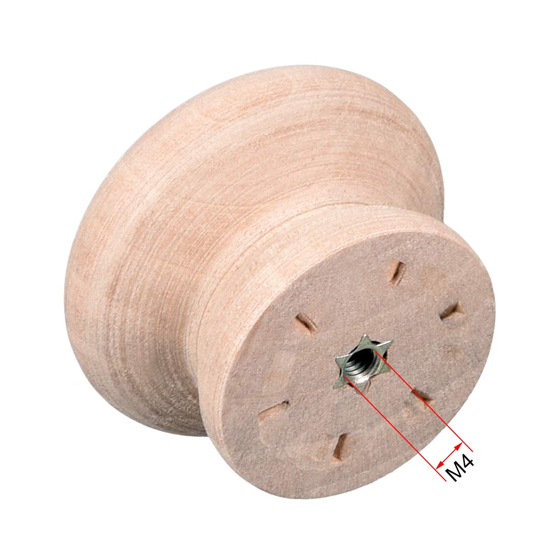 sourcingmap Home Bouton Bois 45mm M4 10pcs Naturel