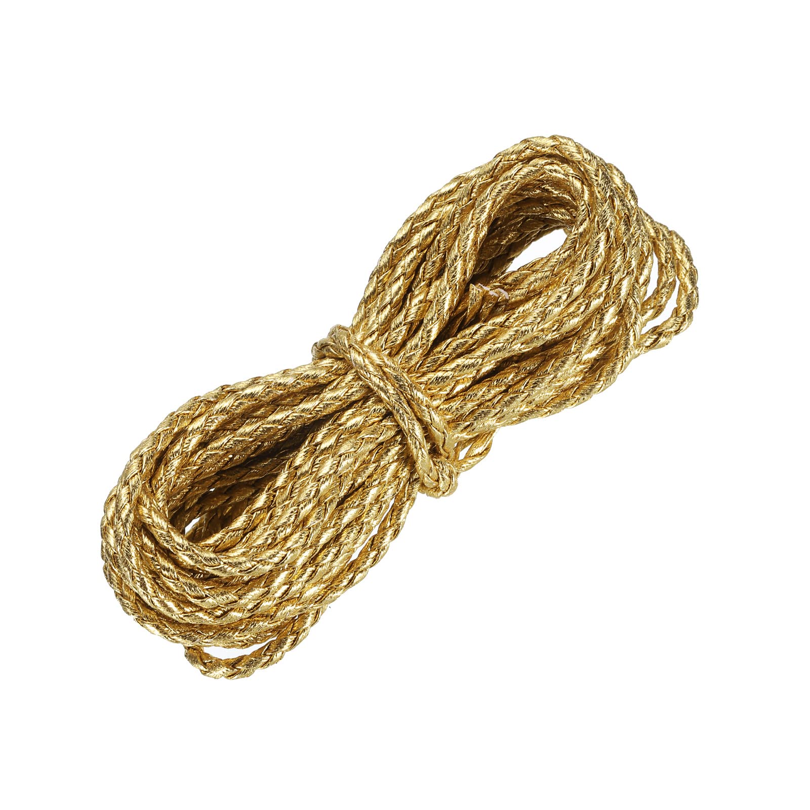 sourcing map cordon cuir PU tressé doré 5m