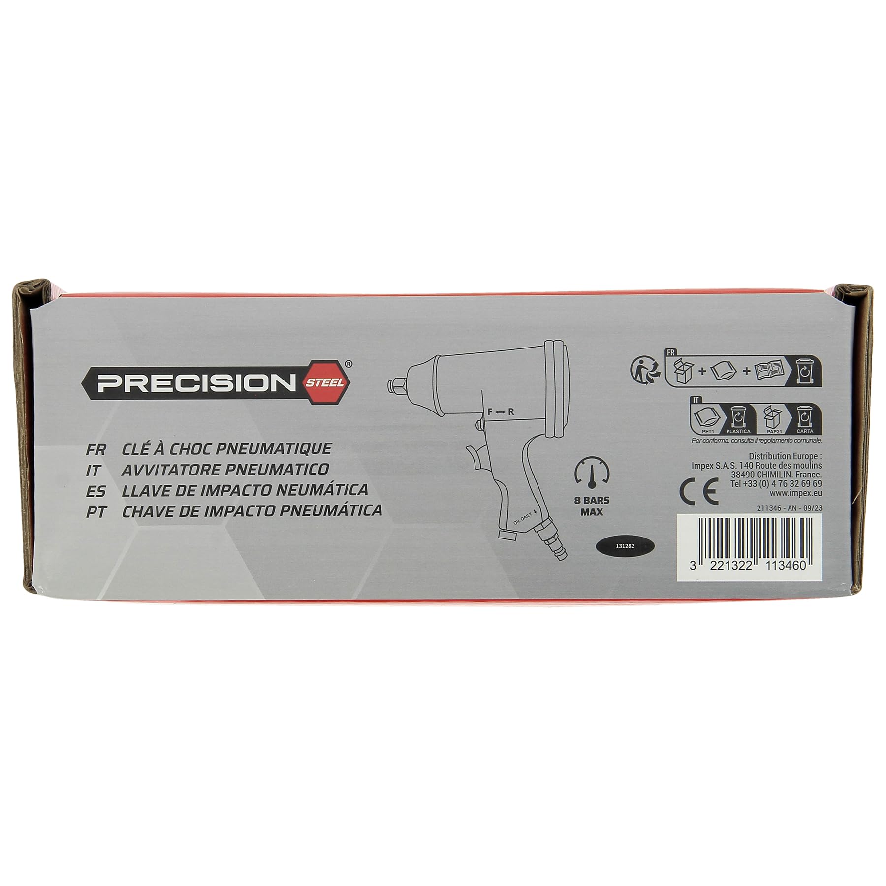 PRECISION STEEL Clé à choc pneumatique 1/2" 312 Nm