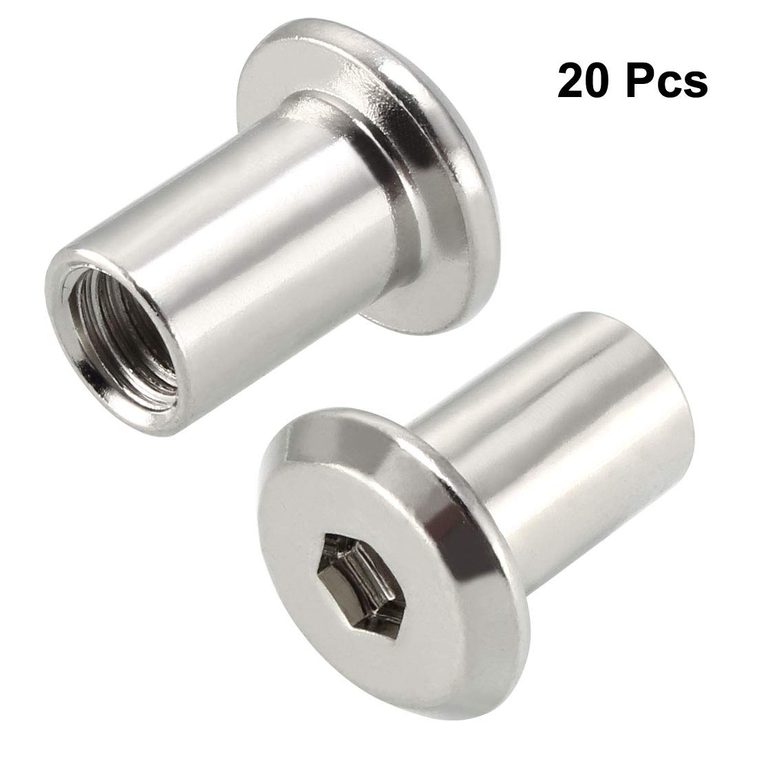 sourcing map M6x12mm insert écrou hexagonal nickelé lot 20