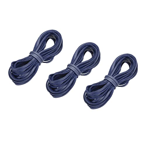 sourcing map Home & Garden cordon cuir plat bleu marine 5 m 3 pcs
