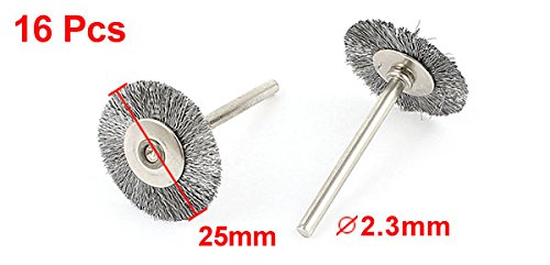 sourcingmap Lot 16 Roues Brosse Métallique Tige 2,3mm 25mm