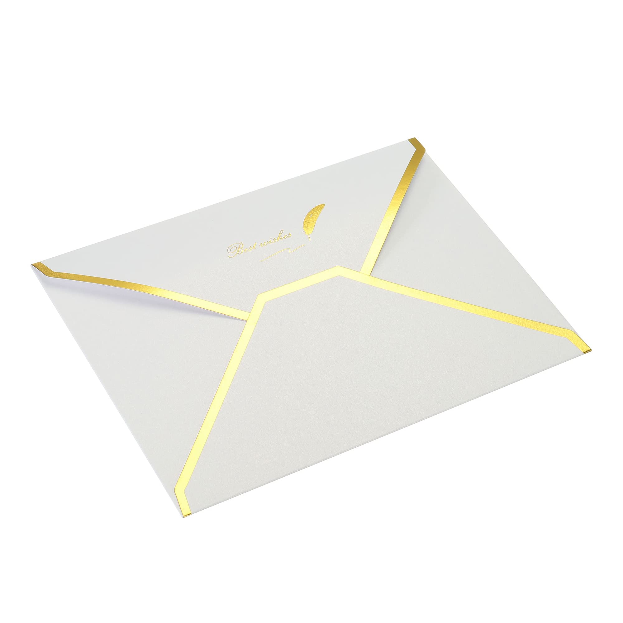 Sourcing Map 10 Enveloppes B6 Blanches Rabat V Bord Doré