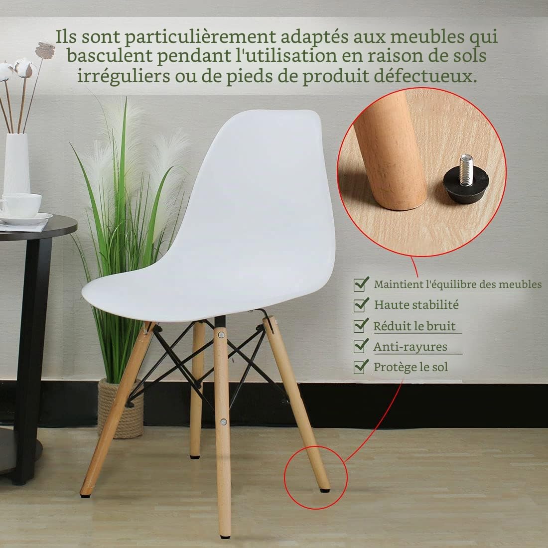 sourcing map Home pied nivellement M6x13x20mm 16 pièces noir