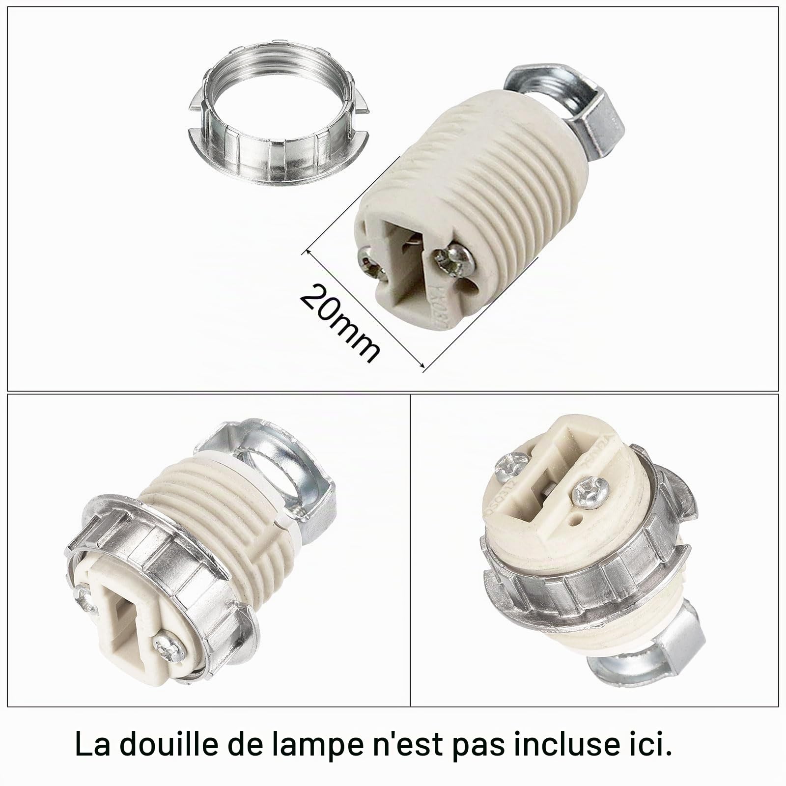 SOURCINGMAP G9 anneau douille abat-jour M20 blanc lot 10