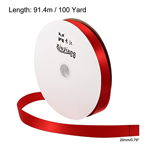 sourcing map ruban satin 20mmx91,4m rouge double face