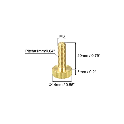 sourcing map M6x20mm vis moletée laiton lot de 2 sans outil