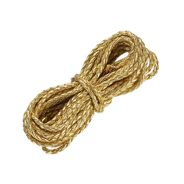 sourcing map cordon cuir PU tressé doré 5m