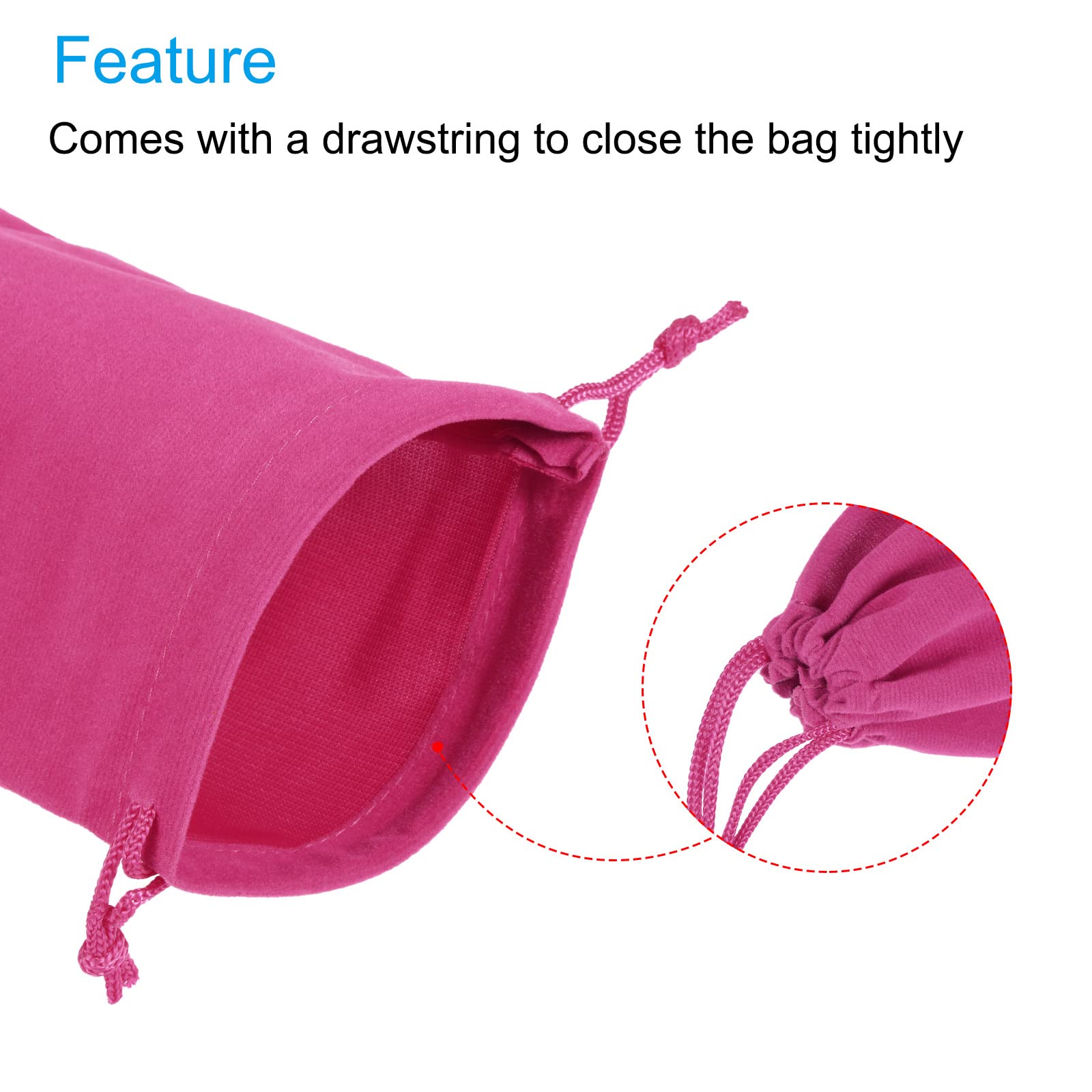 Sourcing Map 3 Pochettes Microfibre 17x8cm Rose Rouge Cordon