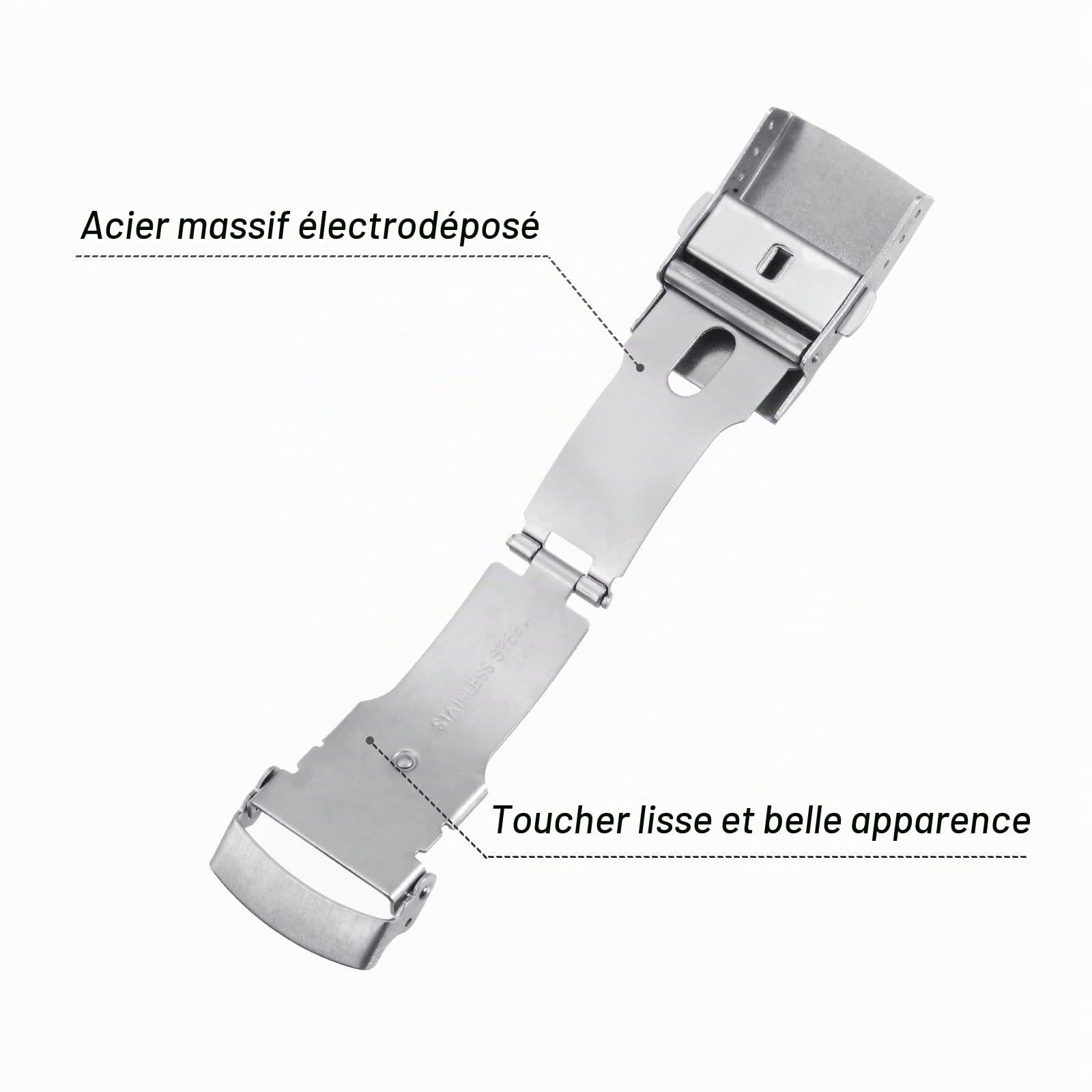 Sourcingmap fermoir montre déployante 18 mm boucle argenté
