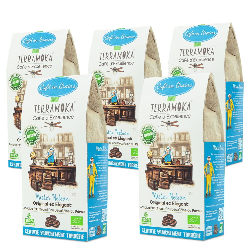 Terramoka Mister Nelson café en grains décaféiné bio 1kg fruité