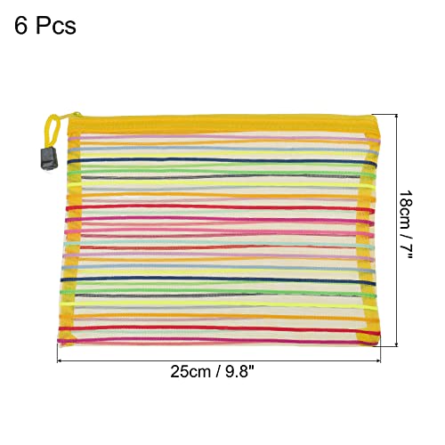 sourcing map A5 pochette zippée maille jaune lot 6 nylon