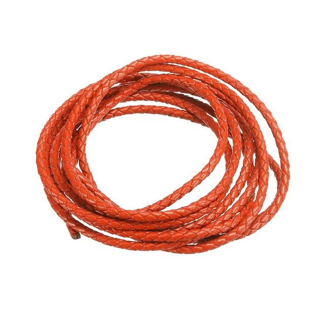 Sourcing Map Corde Cuir Tressé Orange 3mm 2m