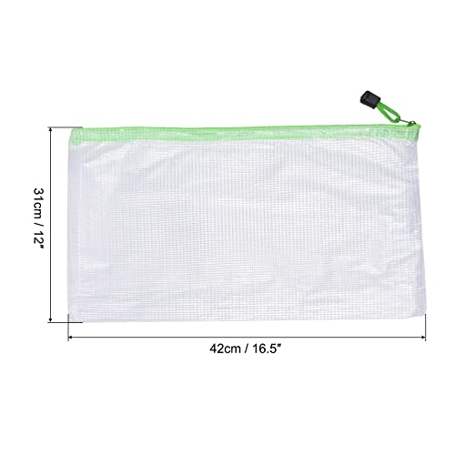 Sourcing Map pochette zip A3 vert mesh lot 3 PVC