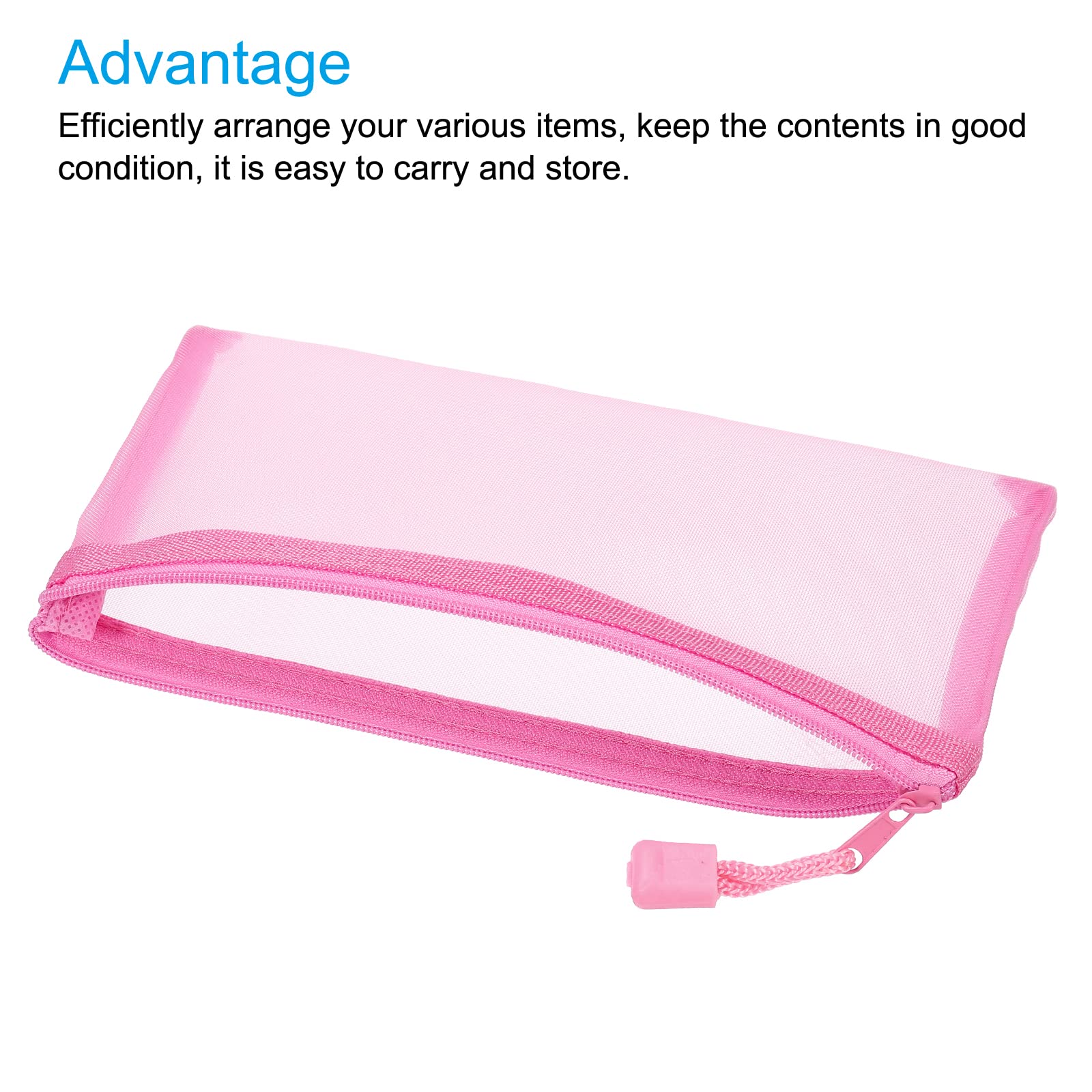 sourcing map pochette maille zippée A6 rose lot 6 nylon