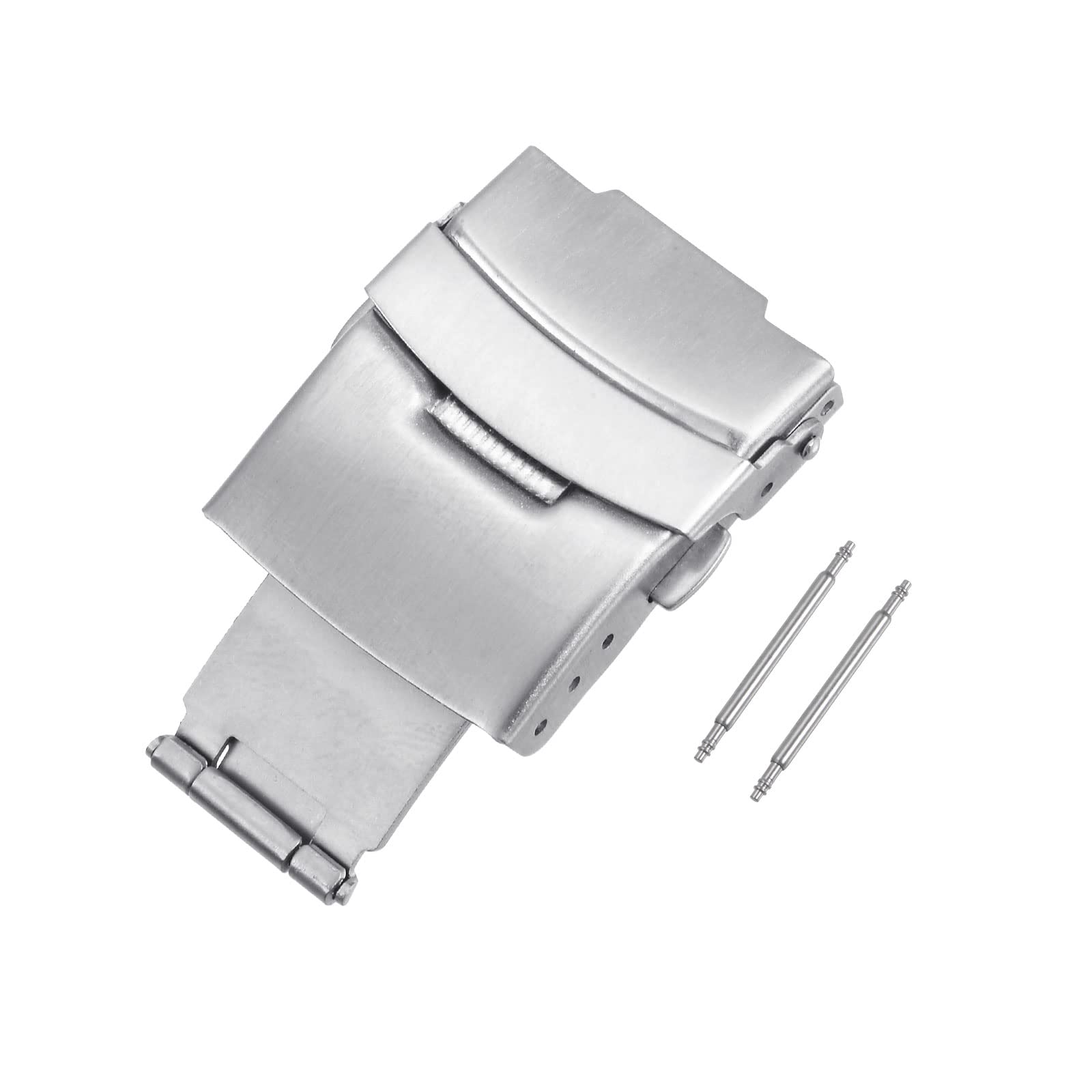 sourcing map Fermoir Déployant 22mm boucle montre argenté acier
